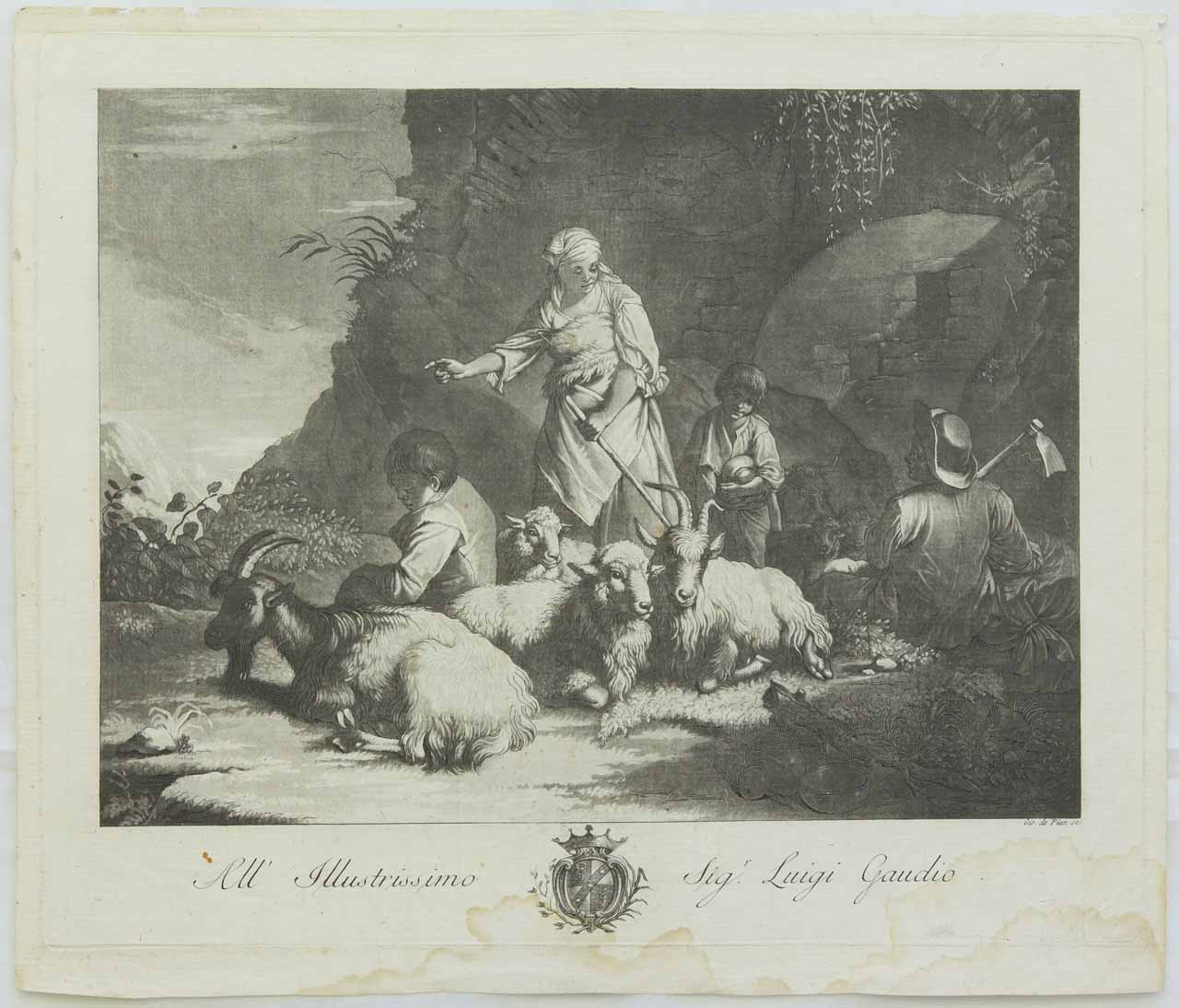 Scena pastorale (stampa, serie) di De Pian Giovanni Maria, Londonio Francesco - ambito veneto (sec. XVIII)