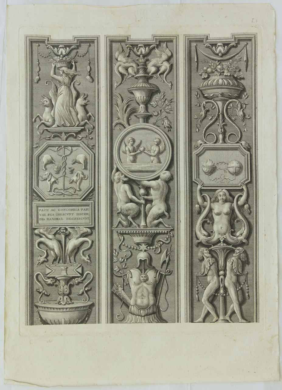 Pilastri decorati a candelabra (stampa, serie) di De Pian Giovanni Maria, Mengardi Francesco - ambito veneto (sec. XVIII)