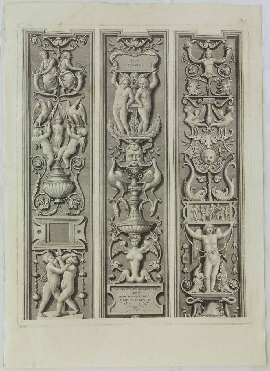 Pilastri decorati a candelabra (stampa, serie) di De Pian Giovanni Maria, Mengardi Francesco - ambito veneto (sec. XVIII)