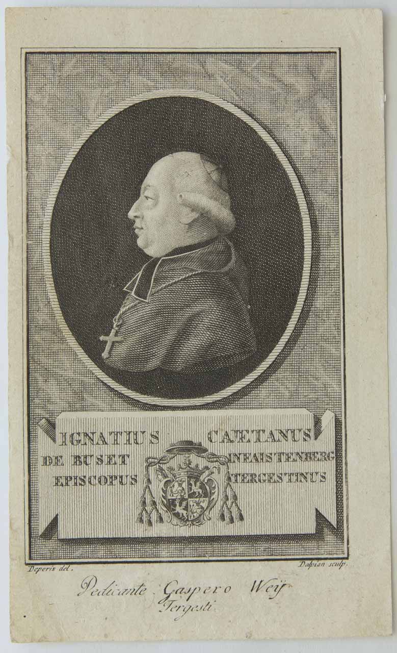 Ritratto di Gaetano Ignazio da Buset vescovo di Trieste (stampa) di De Pian Giovanni Maria - ambito veneto (sec. XVIII)