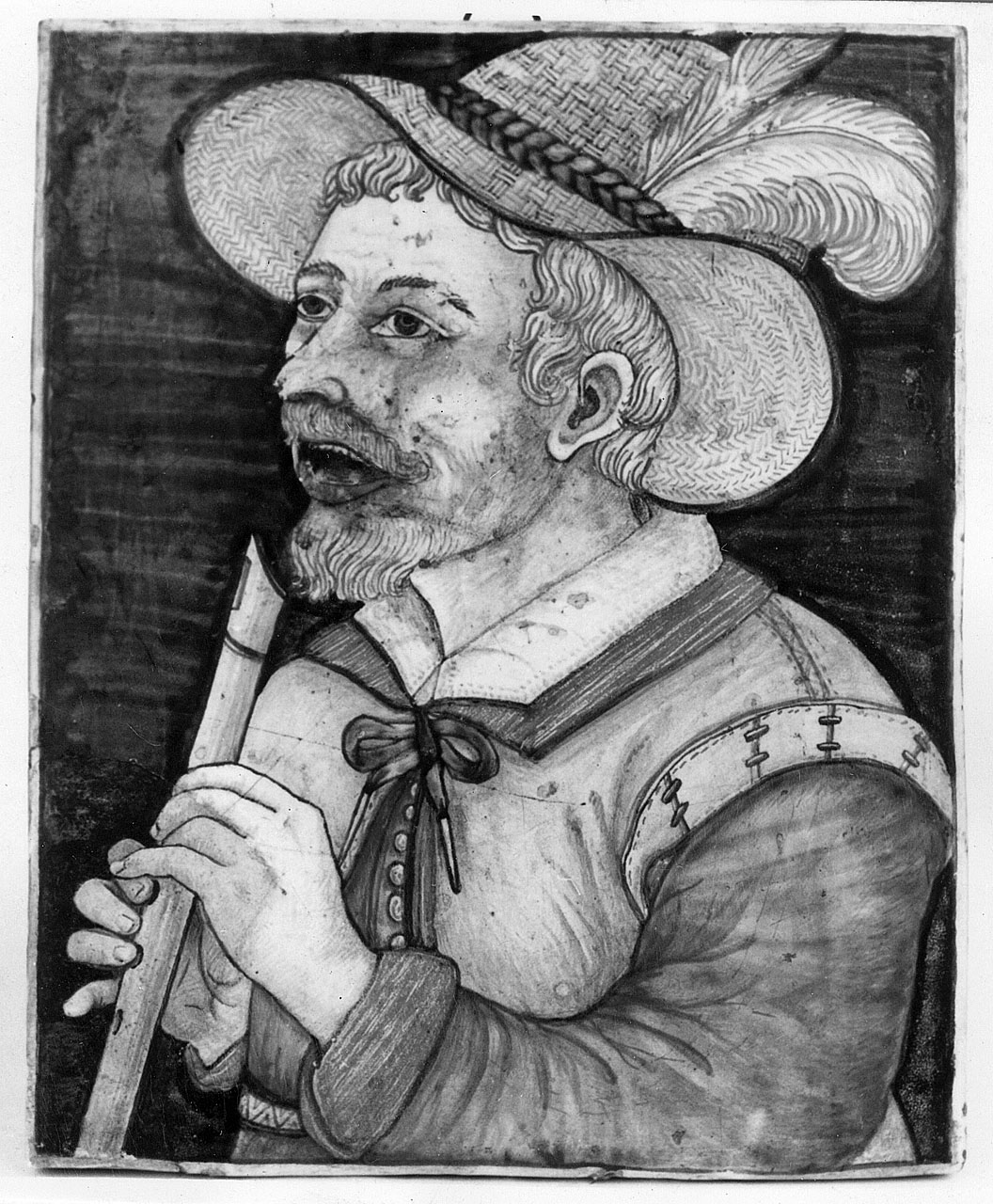 suonatore di flauto (placchetta) - manifattura Italia centrale (sec. XVII)
