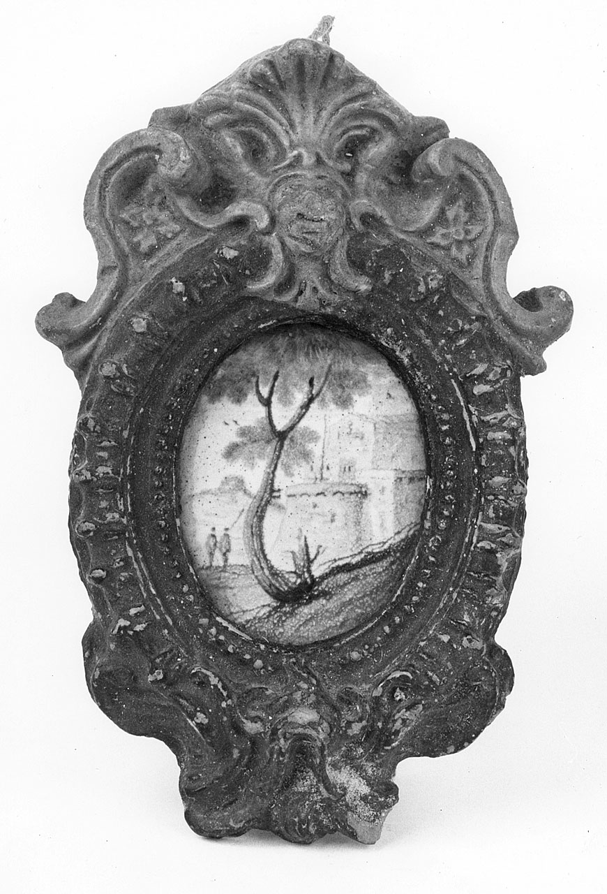 paesaggio con castello (placchetta) di Terchi Bartolomeo (sec. XVIII)