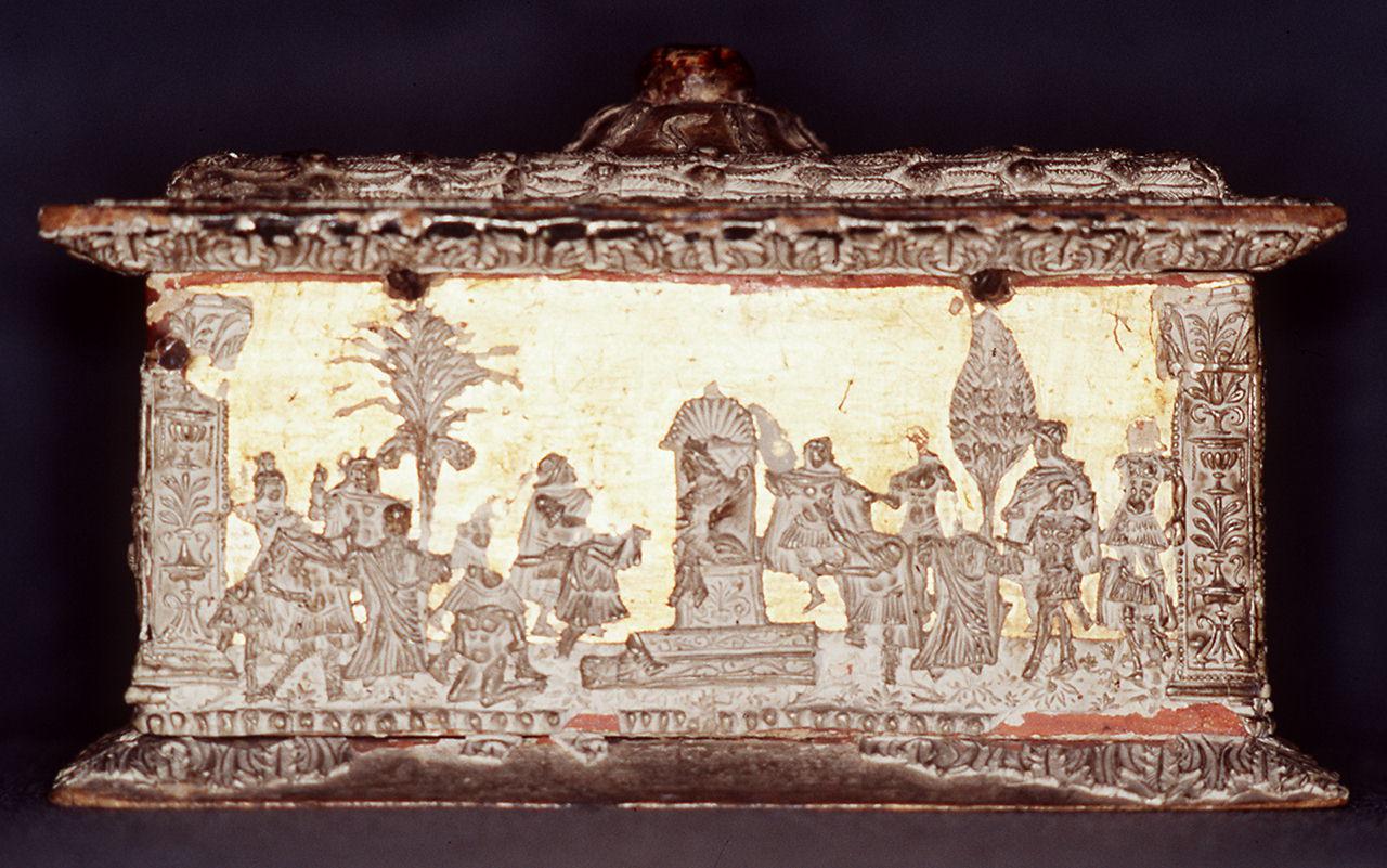 imperatore esorta i soldati (placchetta di cofanetto) - manifattura ferrarese-padovana (primo quarto sec. XVI)