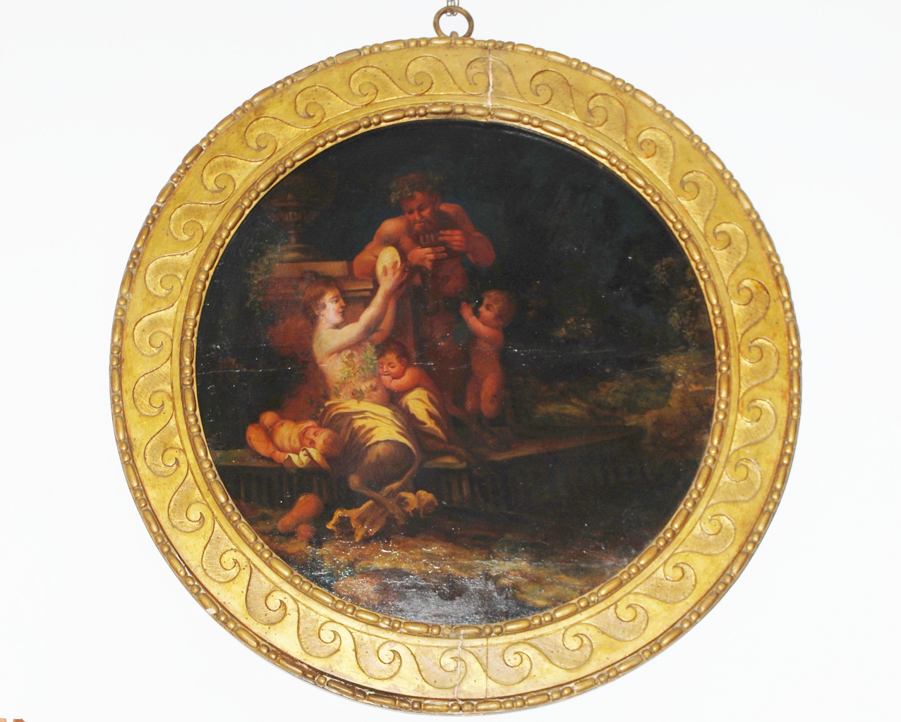 Pan seduto vicino a una ninfa (dipinto, pendant) - ambito bolognese (sec. XVIII)