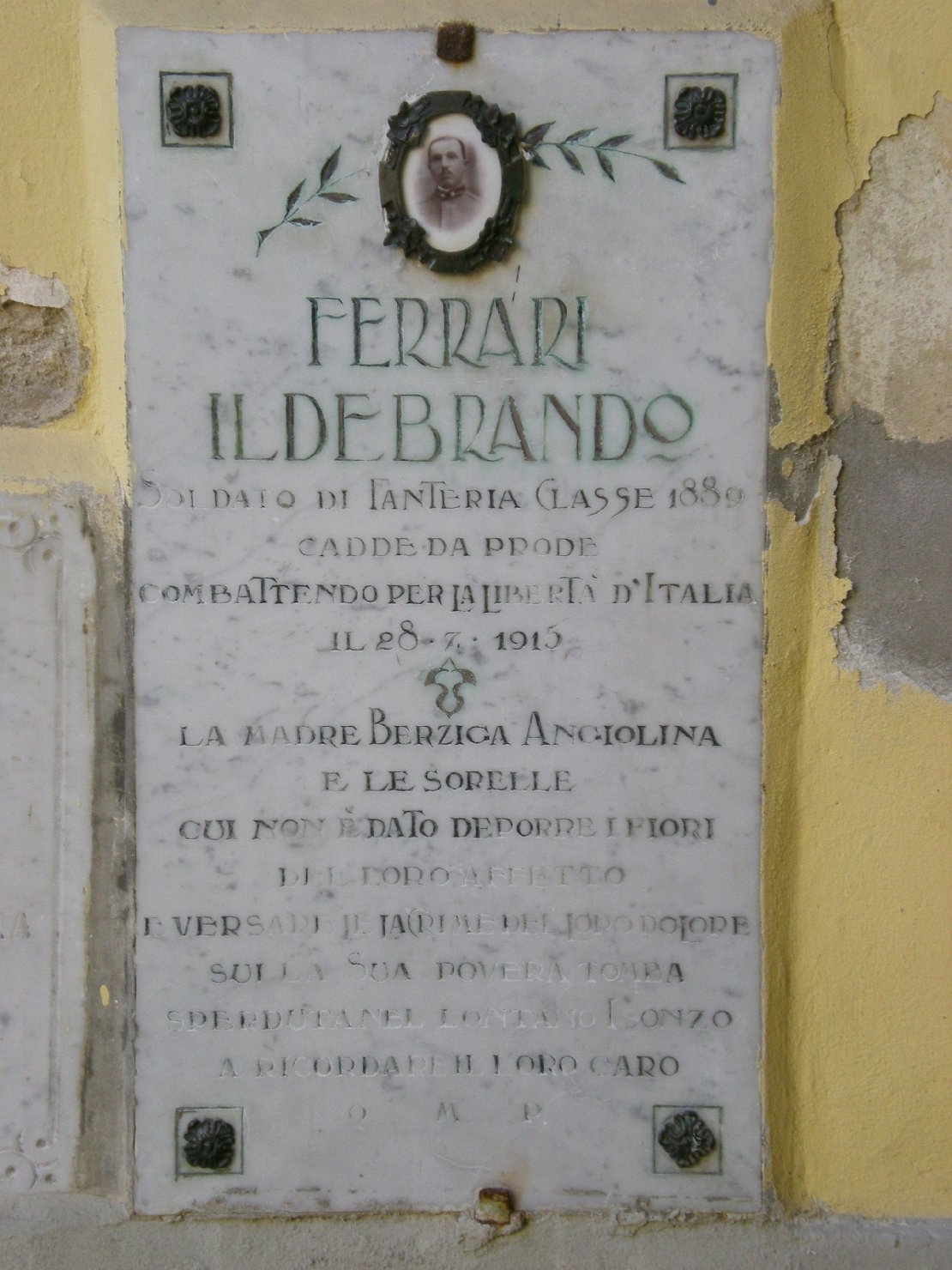 lapide commemorativa ai caduti - produzione emiliana (sec. XX)