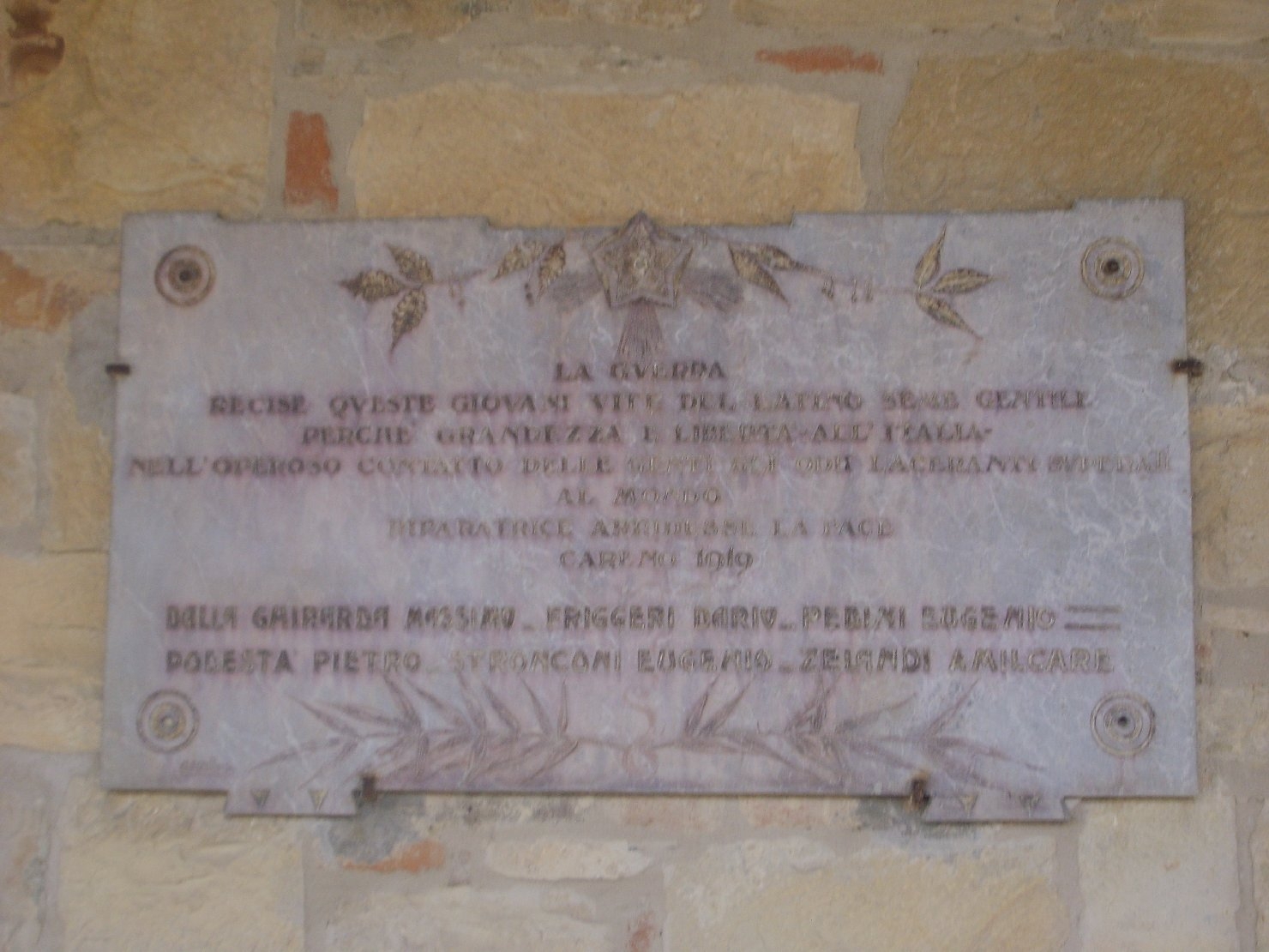 lapide commemorativa ai caduti di Ditta Leoni (sec. XX)