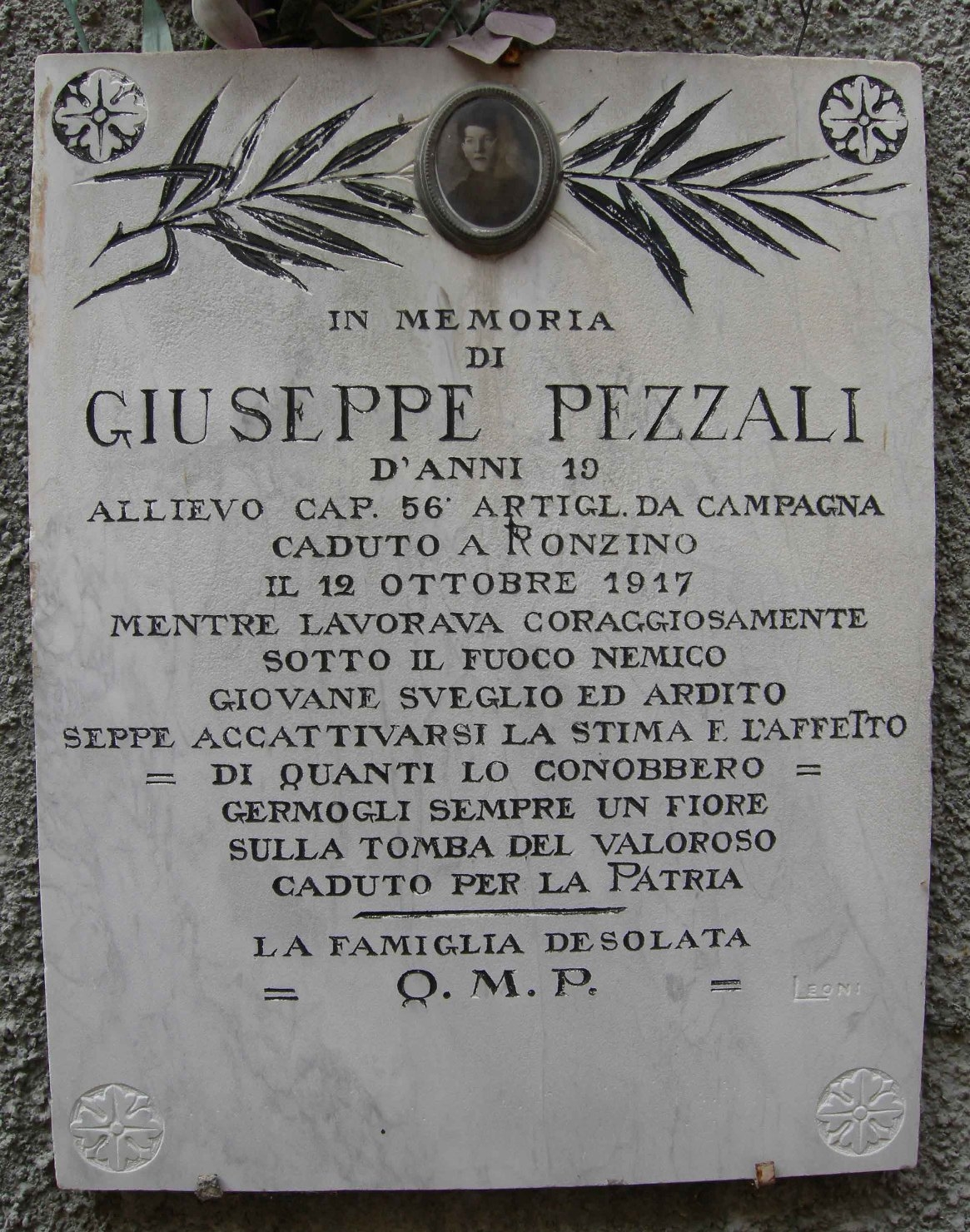 lapide commemorativa ai caduti di Ditta Leoni (sec. XX)