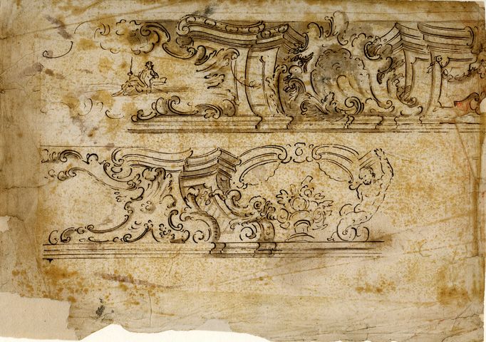 studio per decorazioni a fascia in orizzontale (disegno, opera isolata) di Brunetti Ciriaco (attribuito) - ambito molisano (seconda metà XVIII)