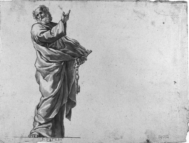 S. PETRVS, San Pietro (disegno preparatorio, ciclo) di Brunetti Ciriaco (attribuito) - ambito molisano (terzo quarto XVIII)