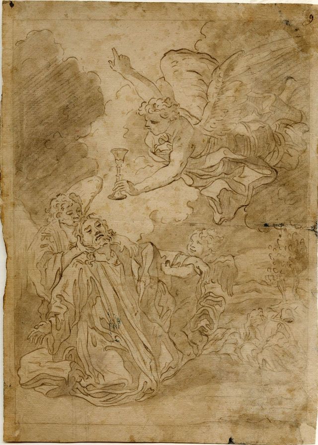 Cristo nell'orto (recto), motivo decorativo (verso) (disegno, opera isolata) di Brunetti Ciriaco (attribuito) - ambito molisano (seconda metà XVIII)
