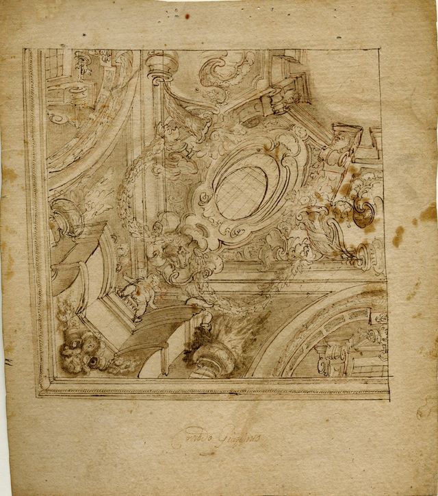 studio per angolare di volta (disegno, opera isolata) di Giaquinto Corrado (attribuito) - ambito Italia centro-meridionale (terzo quarto XVIII)