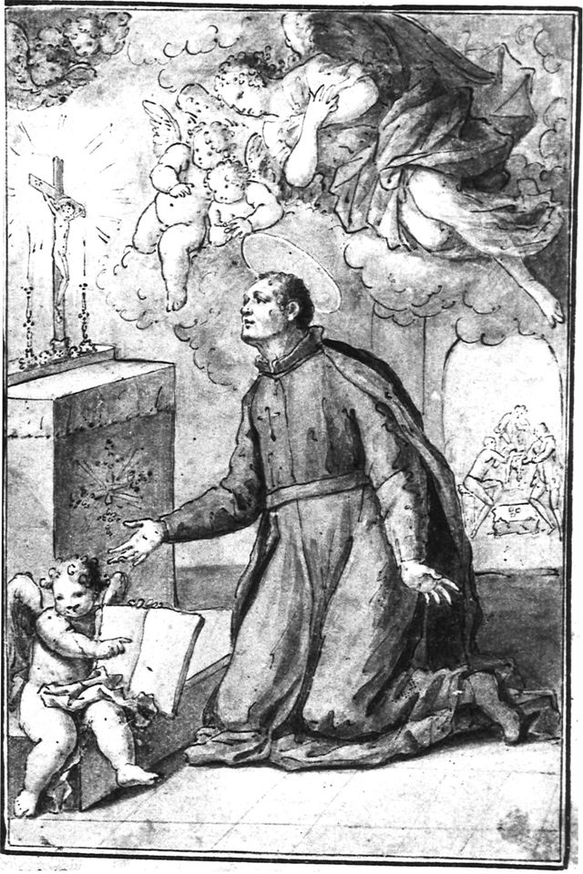 Vocazione di San Camillo de Lellis (disegno, opera isolata) di Brunetti Ciriaco (attribuito) - ambito molisano (seconda metà XVIII)
