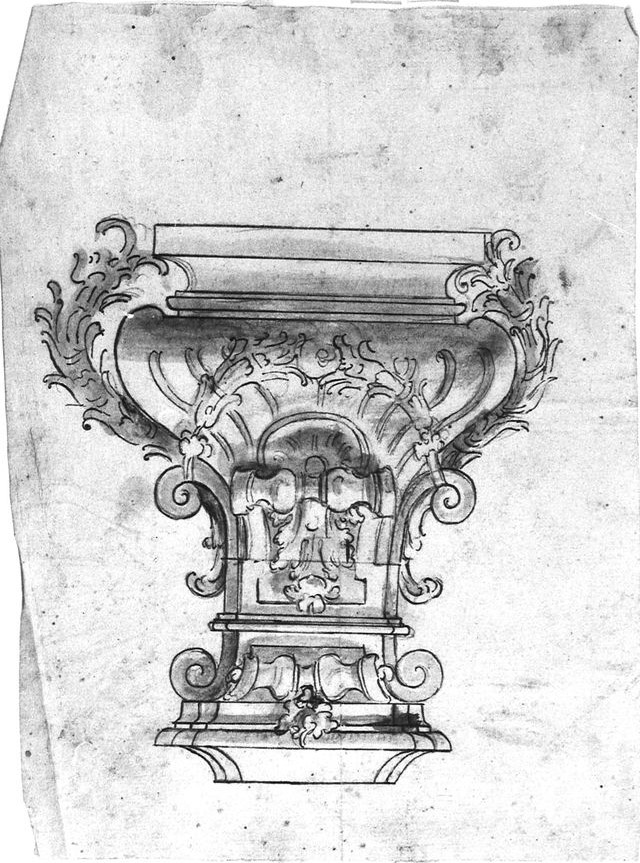 studio per un piedistallo (disegno, opera isolata) di Brunetti Ciriaco (attribuito) - ambito molisano (seconda metà XVIII)