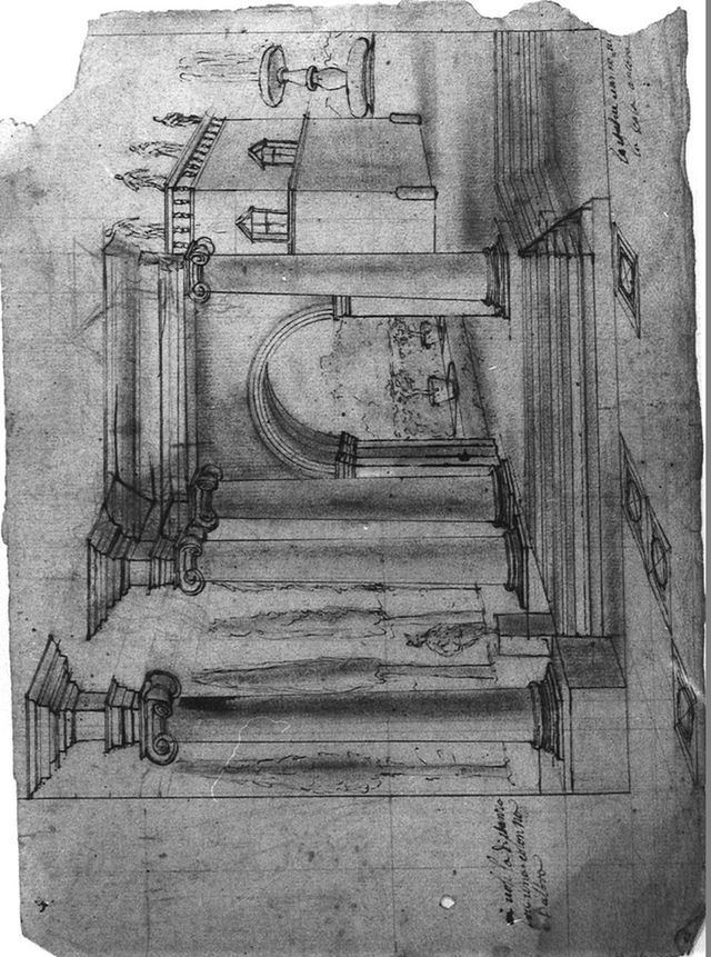 San Francesco in preghiera (recto), studio per un'architettura prospettica (verso) (disegno, opera isolata) - ambito molisano (seconda metà XVIII)