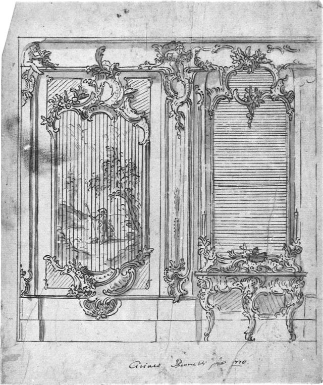 studio per specchiera (disegno, opera isolata) di Brunetti Ciriaco (attribuito) - ambito molisano (terzo quarto XVIII)