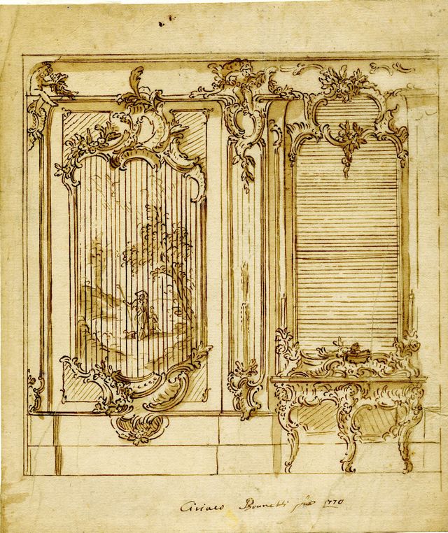 studio per specchiera (disegno, opera isolata) di Brunetti Ciriaco (attribuito) - ambito molisano (terzo quarto XVIII)