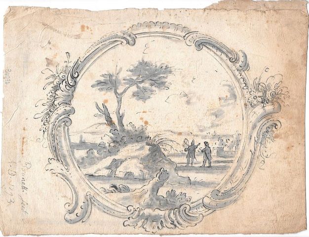 paesaggio con figure (disegno, opera isolata) di Brunetti Ciriaco (attribuito) - ambito molisano (fine XVIII)