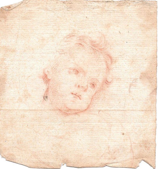 testa di un putto (recto), abbozzo di un volto e di una mano (verso) (disegno, opera isolata) - ambito molisano (seconda metà XVIII)
