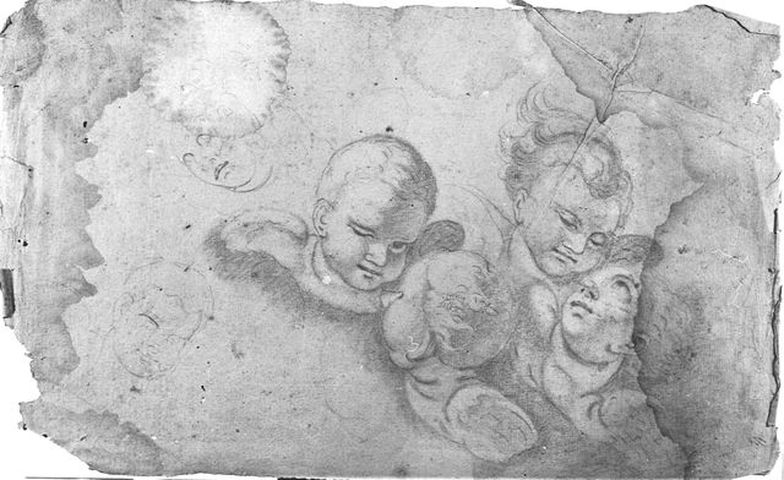 recto: studio per cherubini, verso: studio per cherubini e Sant'Antonio Abate (disegno, opera isolata) di Brunetti Stanislao (attribuito) - ambito molisano (seconda metà XVIII)