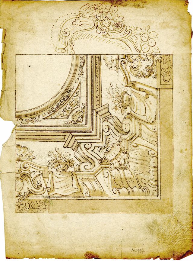 studio per la decorazione di una volta (recto), studio per fasce decorative (verso) (taccuino di disegni, elemento d'insieme) di Brunetti Ciriaco (attribuito) - ambito molisano (seconda metà XVIII)