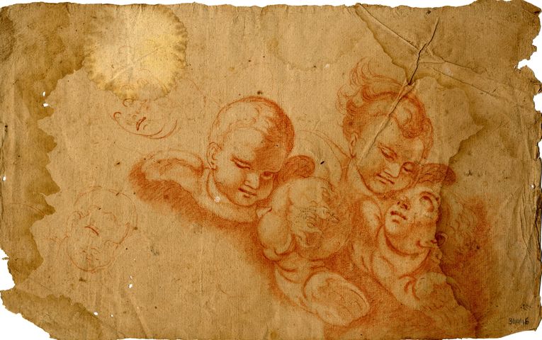 recto: studio per cherubini, verso: studio per cherubini e Sant'Antonio Abate (disegno, opera isolata) di Brunetti Stanislao (attribuito) - ambito molisano (seconda metà XVIII)