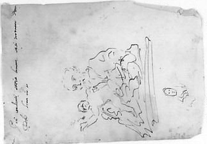 paesaggio (recto), abbozzo per San Giuseppe (verso) (disegno, opera isolata) - ambito molisano (seconda metà XVIII)