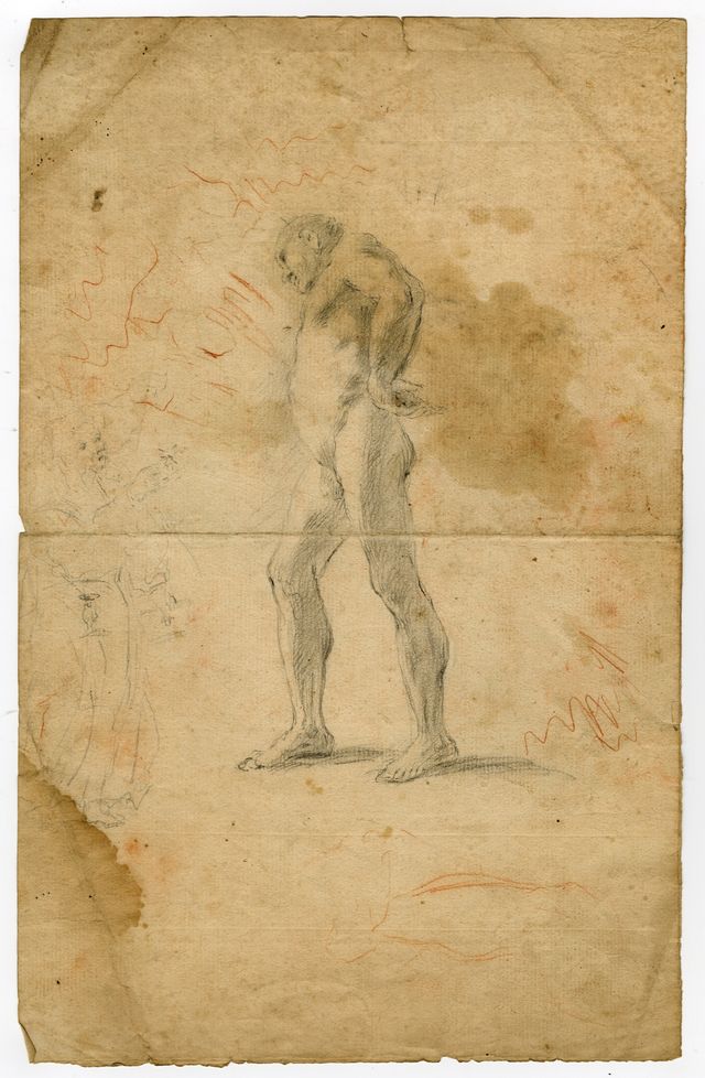 Studio di nudo e figura femminile (recto), Studio elementi decorativi (verso) (disegno, opera isolata) - ambito molisano (seconda metà XVIII)