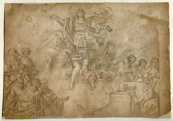 Assunzione della Vergine (recto), Cornucopia (verso) (disegno) di Brunetti Ciriaco (attribuito) - ambito molisano (seconda metà XVIII)