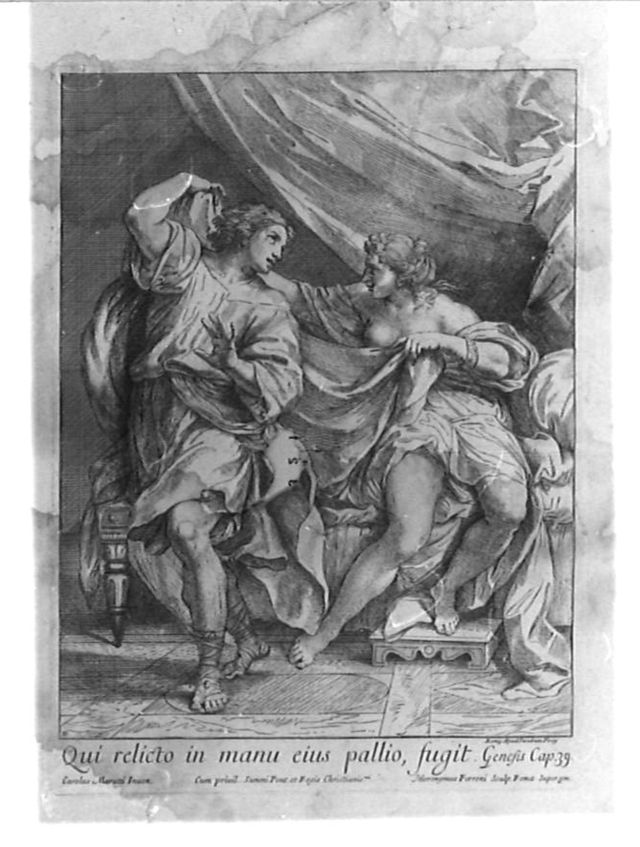 Giuseppe e la moglie di Putifarre (stampa) di Ferroni Gerolamo, Maratta Carlo, Frey Jakob (primo quarto XVIII)