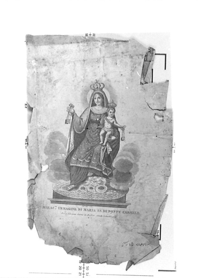 Madonna del Carmelo (recto)/ Madonna con lo Spirito Santo e due Sante martiri (verso) (stampa, elemento d'insieme) di D'Angelo Raffaele, Cuomo Giovanni (XVIII-XIX)