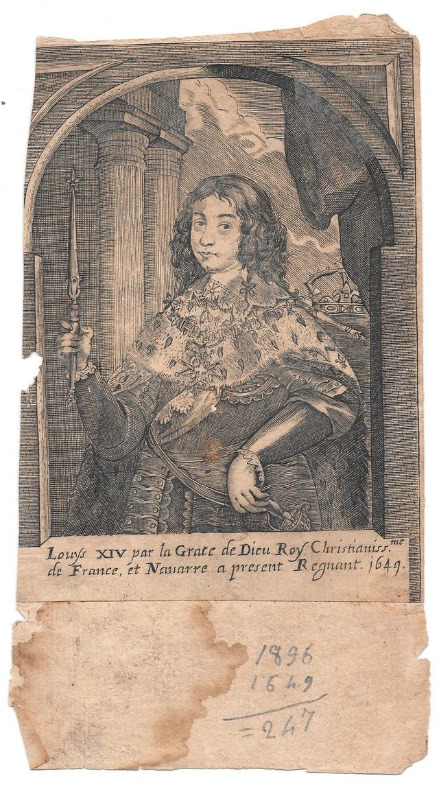 Luigi XIV re di Francia (stampa, elemento d'insieme) - ambito francese (secondo quarto XVII)