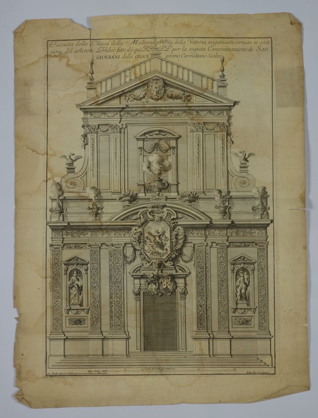 Facciata Chiesa della S.S. Madonna della Vittoria (stampa, elemento d'insieme) - ambito Italia centrale (prima metà XVIII)