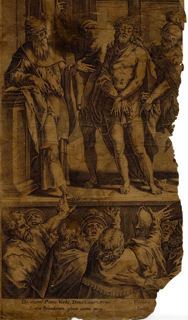 Pilato mostra Cristo al popolo (stampa, frammento) di Greuter Mattheus (metà/ metà XVI-XVII)