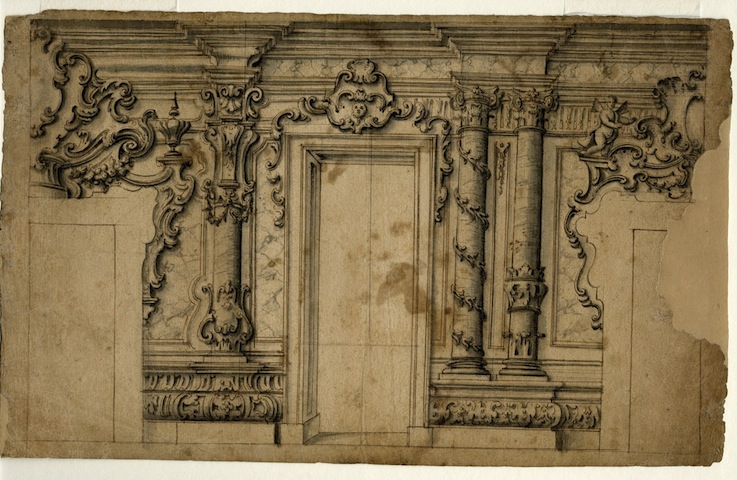 Studio per la decorazione di una parete (disegno, opera isolata) di Brunetti Ciriaco (attribuito) (terzo quarto XVIII)