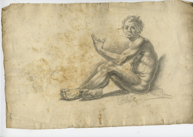 Studio di nudo (recto), Studio di nudo (verso) (disegno, opera isolata) di Brunetti Ciriaco (attribuito) (seconda metà XVIII)