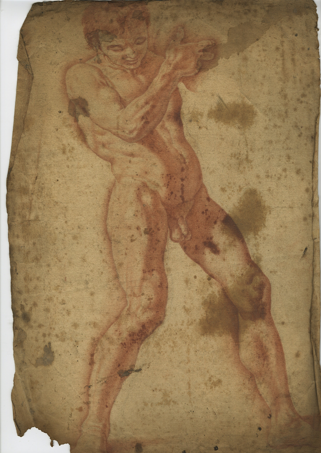 Studio di nudo (disegno, opera isolata) di Brunetti Ciriaco (attribuito) (seconda metà XVIII)