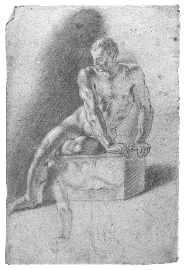 Studio di nudo (recto), Studio di nudo (verso) (disegno, opera isolata) di Brunetti Ciriaco (attribuito) (seconda metà XVIII)