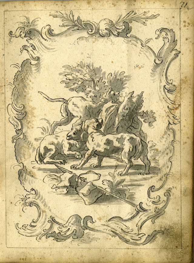 Studio per un sovrapporta, Studio per la decorazione di un soffitto (taccuino di disegni, elemento d'insieme) di Brunetti Ciriaco (attribuito) (seconda metà XVIII)