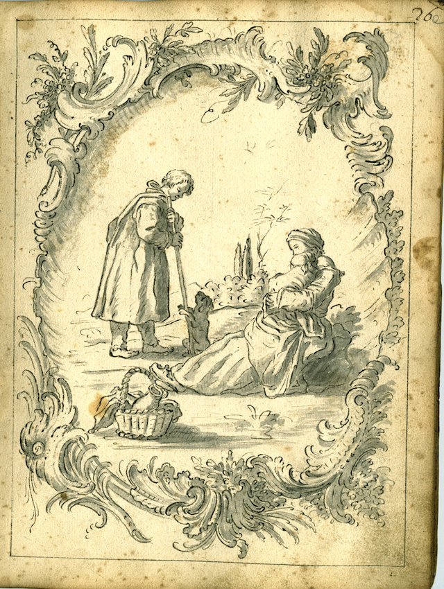 Studio per un sovrapporta, Studio per decorazione di un soffitto (taccuino di disegni, elemento d'insieme) di Brunetti Ciriaco (attribuito) (seconda metà XVIII)