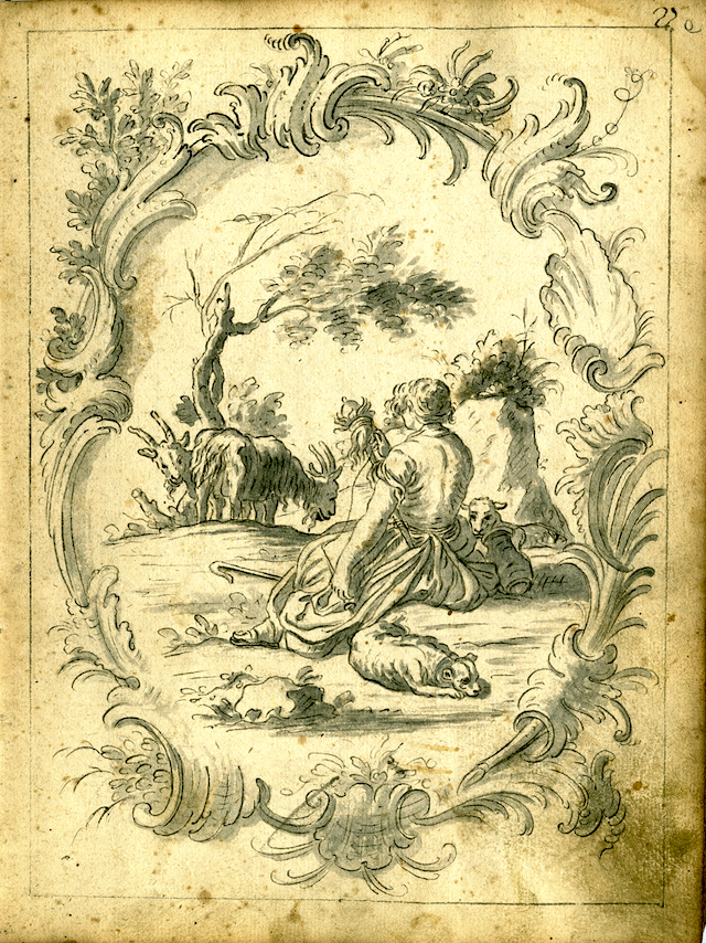 Studio per sovrapporta, Studio per decorazione parietali (taccuino di disegni, elemento d'insieme) di Brunetti Ciriaco (attribuito) (seconda metà XVIII)