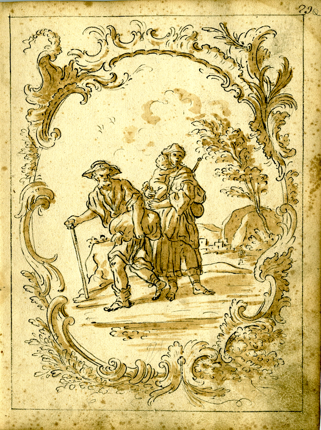 Studio per sovrapporta, Studio per decorazione parietale (taccuino di disegni, elemento d'insieme) di Brunetti Ciriaco (attribuito) (seconda metà XVIII)