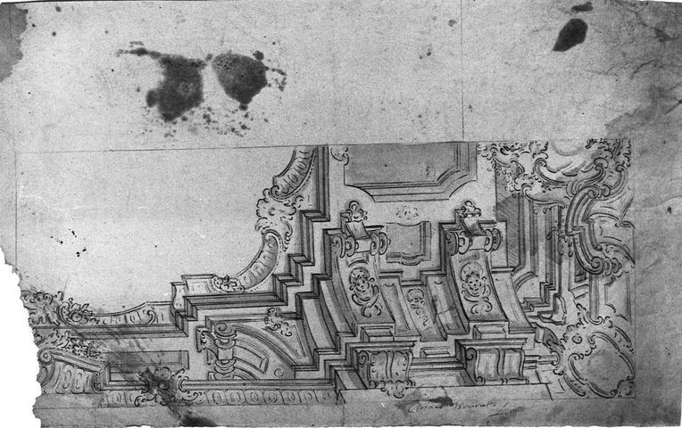 Studio per un angolare di soffitto (disegno, elemento d'insieme) di Brunetti Ciriaco (metà XVIII)