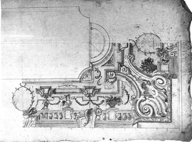 Studio per angolare di soffitto (disegno, opera isolata) di Brunetti Ciriaco (attribuito) (metà XVIII)