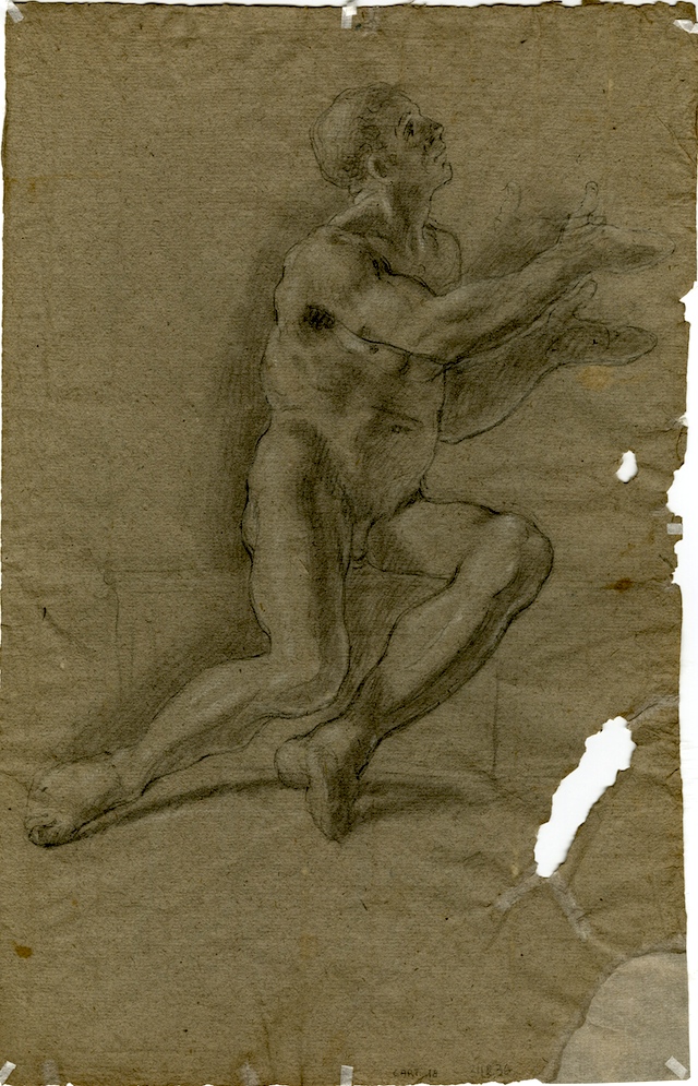 Studio di nudo, Studio di nudo (disegno, opera isolata) di Brunetti Ciriaco (attribuito) - ambito Italia centro-meridionale (seconda metà XVIII)