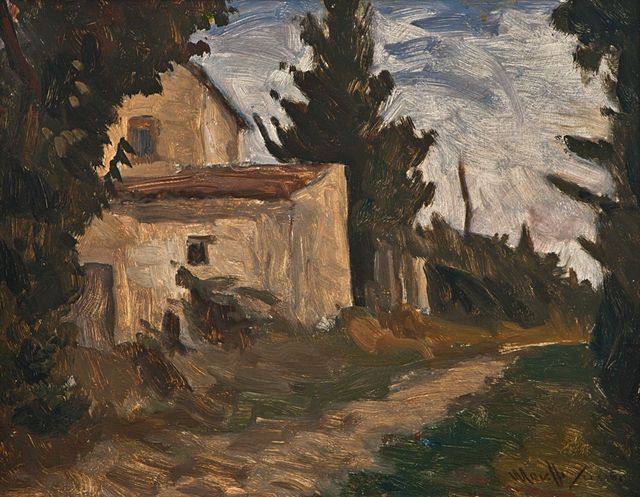 Paesaggio molisano, paesaggio rurale (dipinto) di Scarano Marcello (XX)