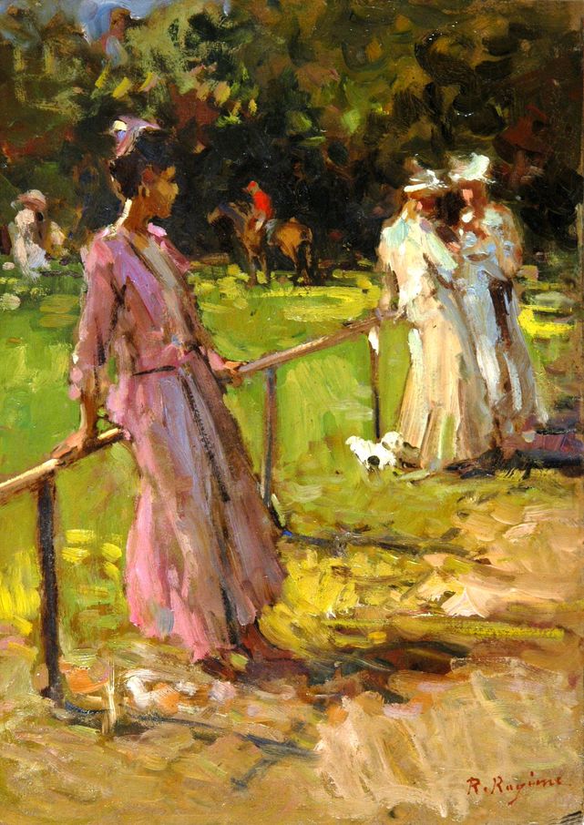 Donne al Parco Monsourt, figure femminili (dipinto) di Ragione Raffaele (inizio XX)