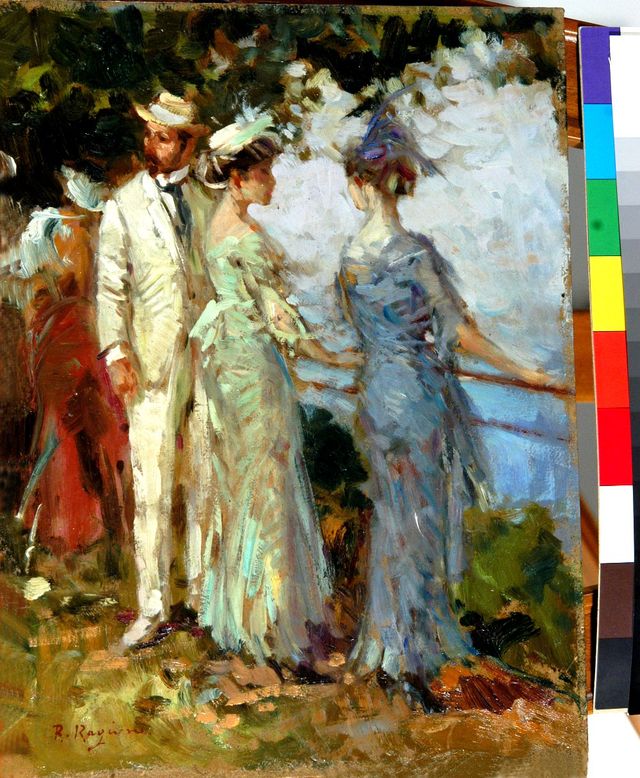 Donne al Parco Monsourt, figure femminili (dipinto) di Ragione Raffaele (inizio XX)