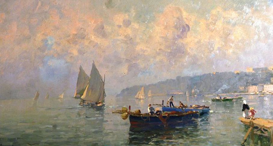 Marina, paesaggio marino (dipinto) di De Corsi Nicolas (prima metà XX)