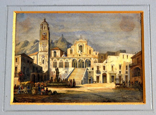 Veduta di Amalfi, veduta di città (disegno) di Carelli Consalvo (XIX)