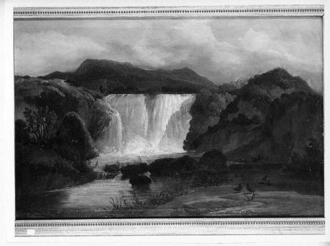 paesaggio con cascata (dipinto, opera isolata) - ambito inglese (prima metà XIX)